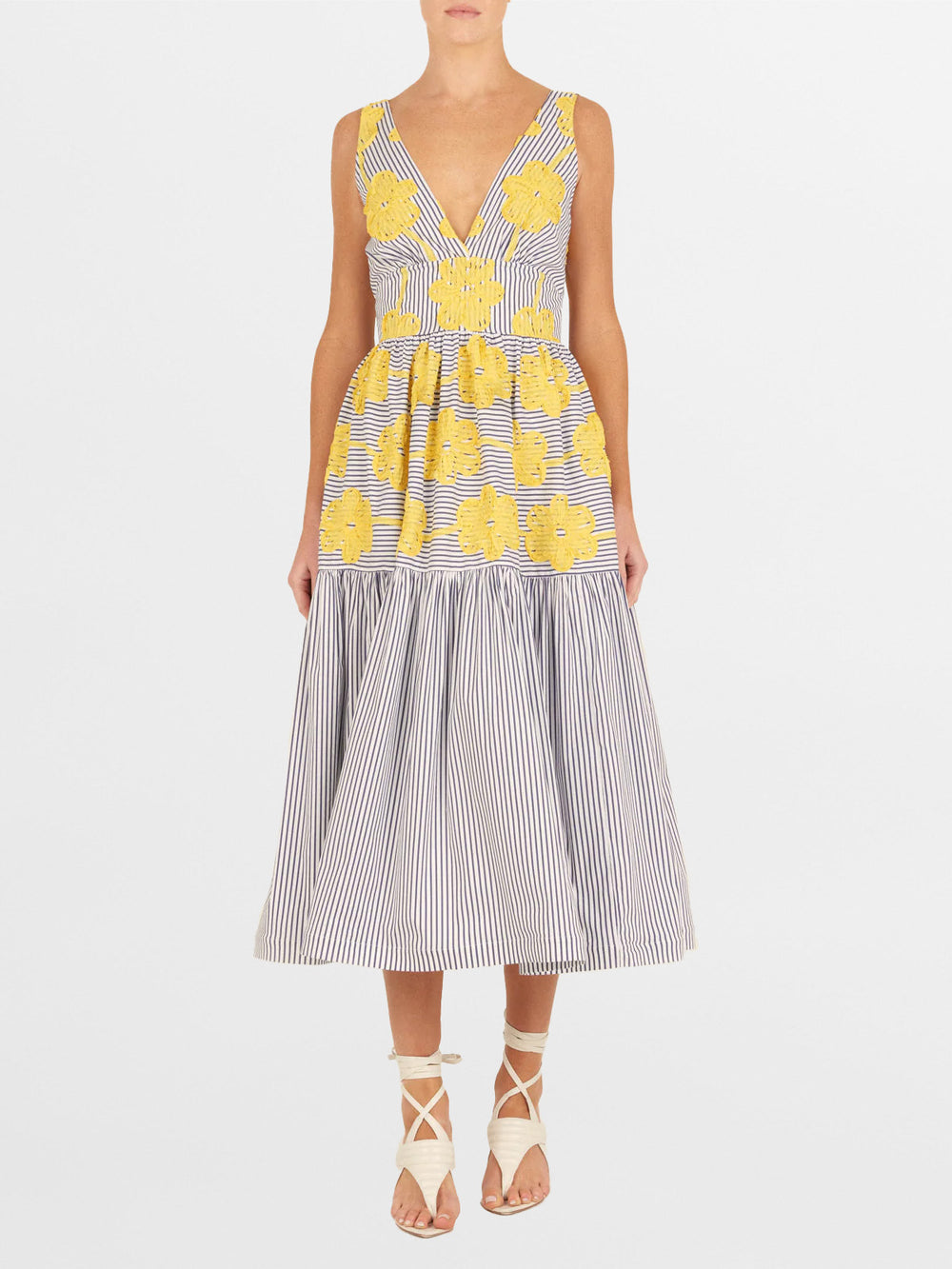 Vestido Eugene Yellow Embroidered Flowers