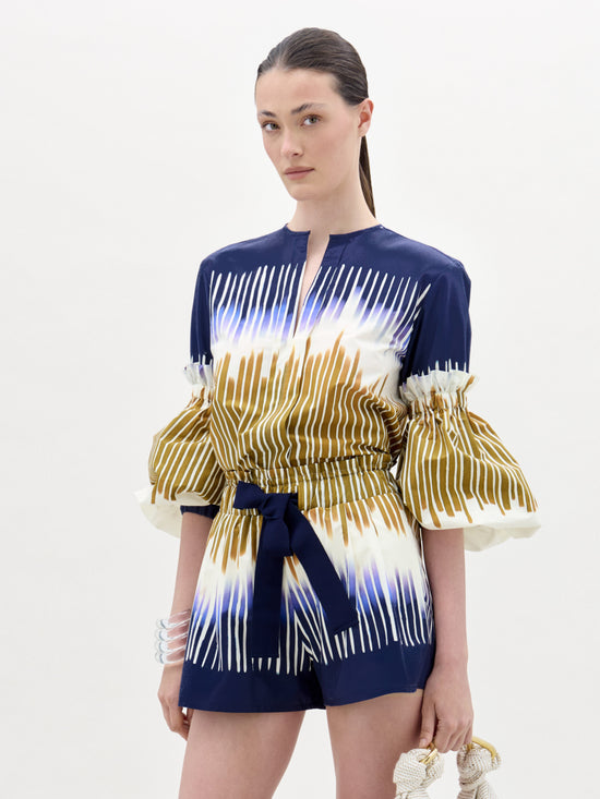 71___Lucaya_Blouse___Navy_Mustard_Abstract___PRE_SPRING_2026_FRONT