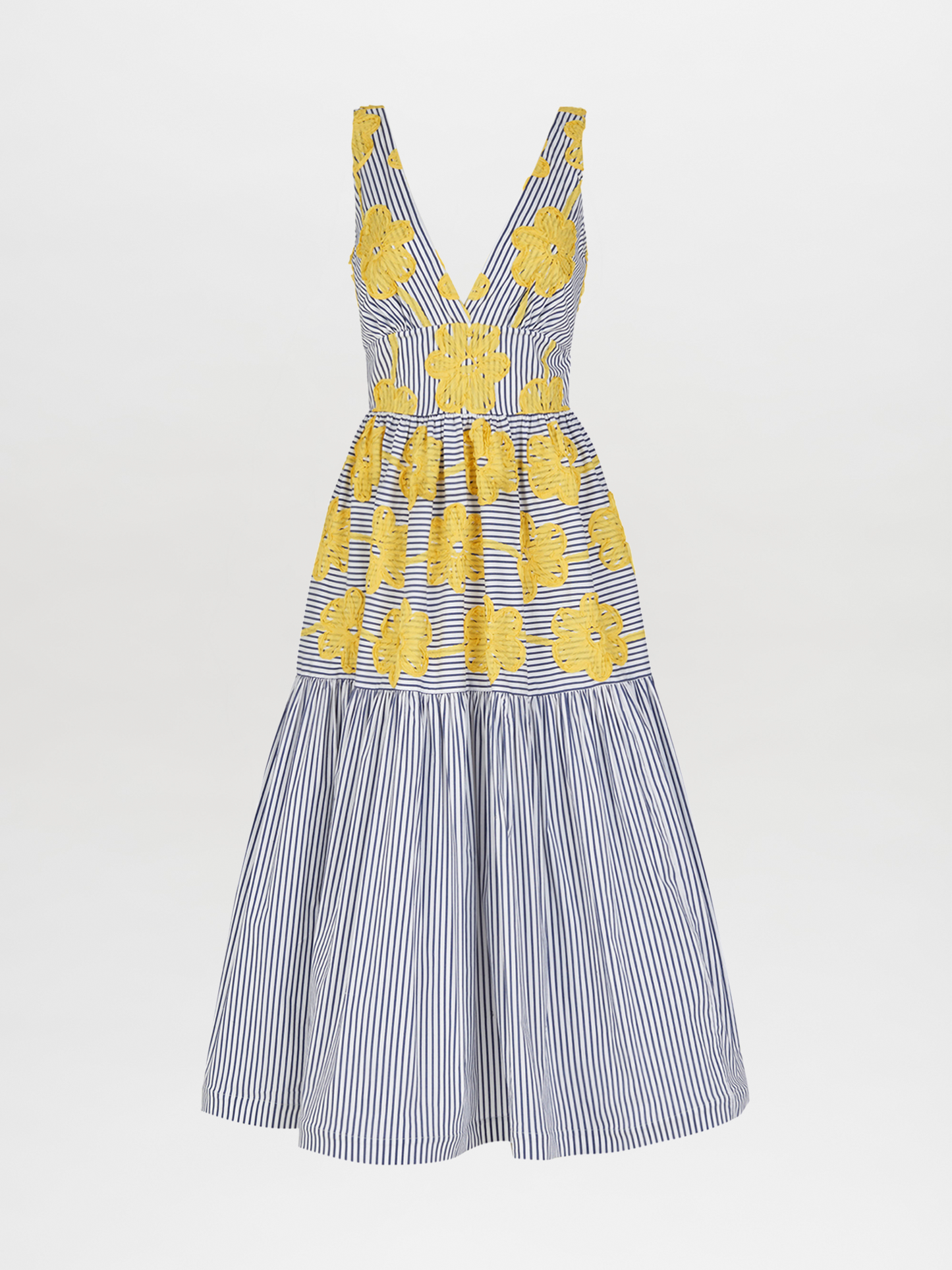 Vestido Eugene Yellow Embroidered Flowers