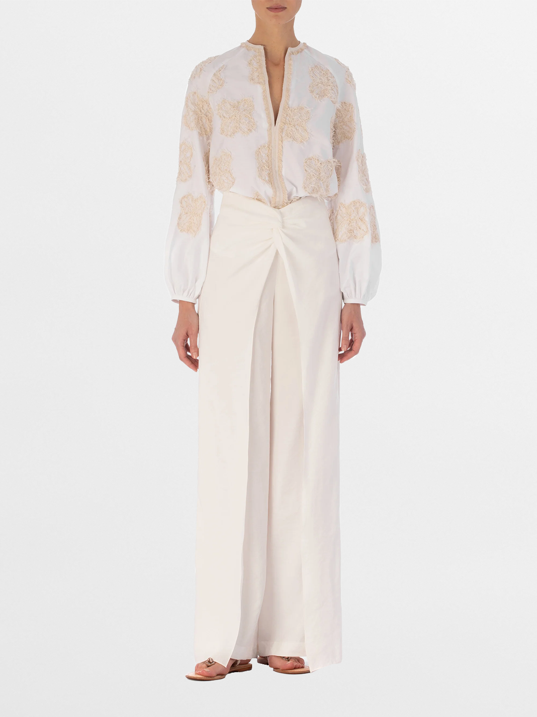 Molveno_Blouse_-_Cream_Flowers_Canturipe_Pant_-_White_Frontal